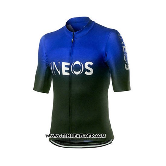 2019 Maillot Ciclismo Castelli Ineos Noir Bleu Manches Courtes et Cuissard
